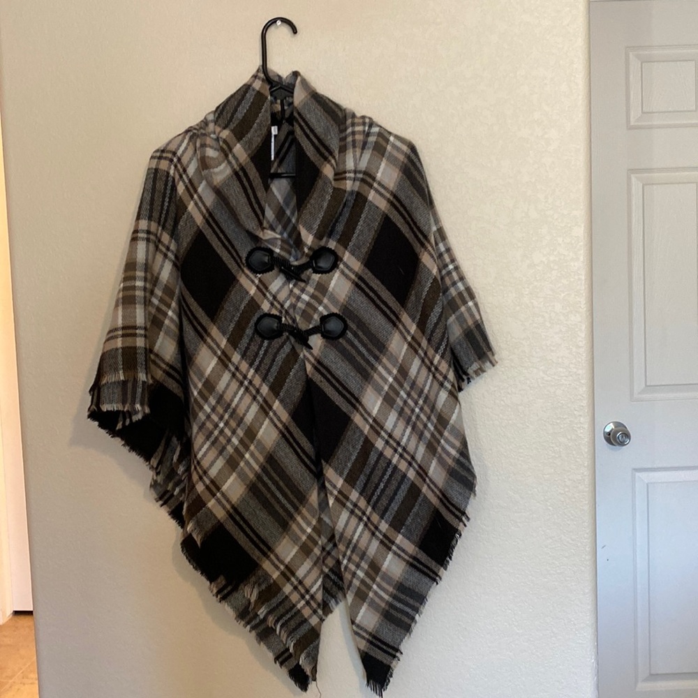 Plaid poncho